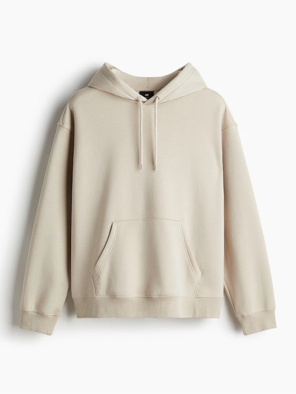 EUC Small H&M Beige Cream Hoodie Sweater Pullover Solid Winter Fleece Lined Fall